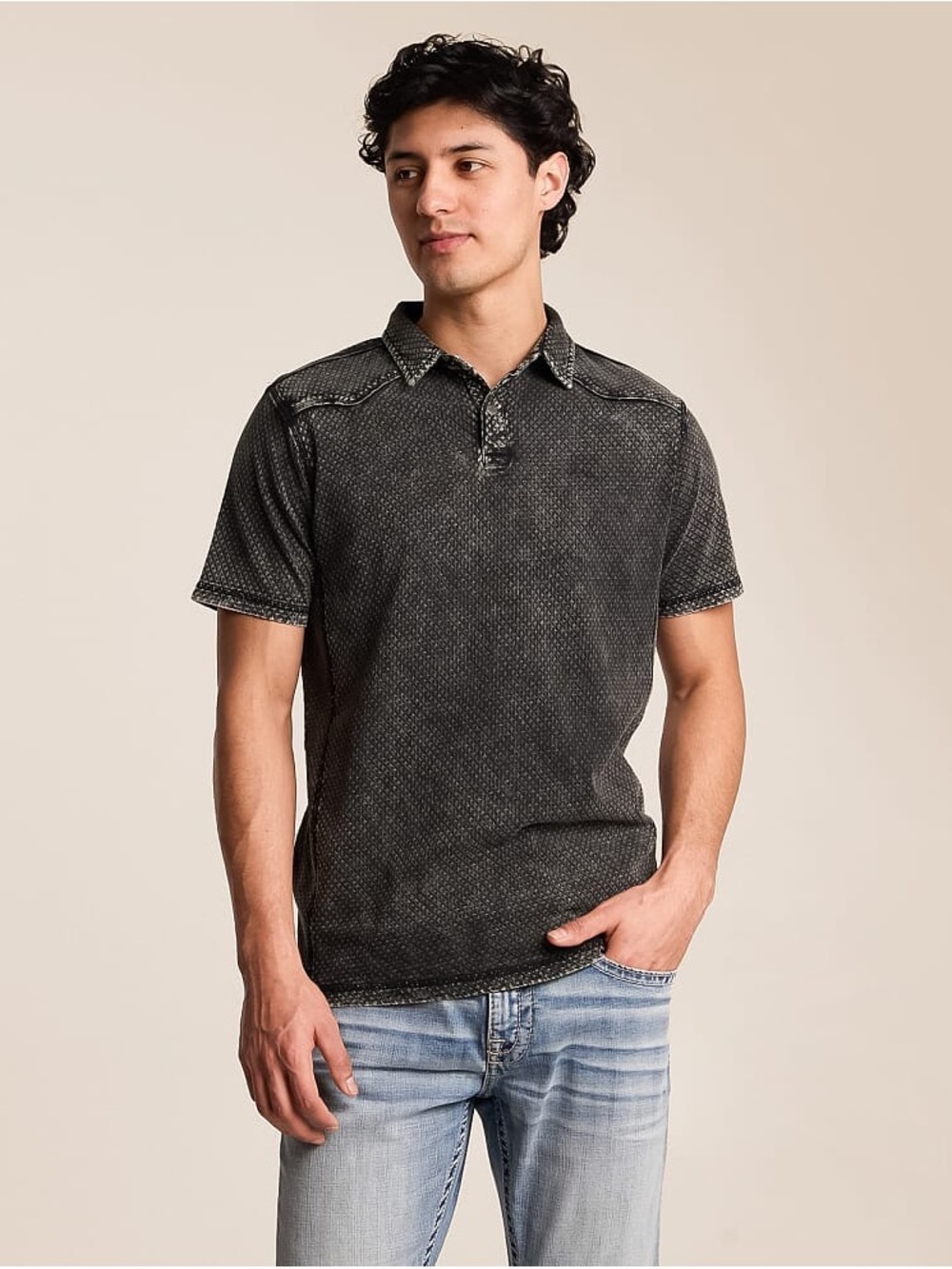 Buckle Black Charcoal Short-Sleeve Polo